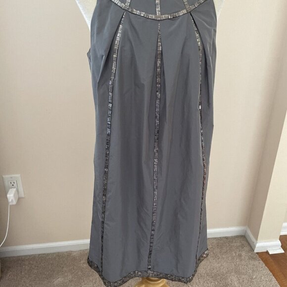 Adampluseve Adam Lippes Satin Sleeveless Dress Womens 8 Metal Tiles Whimsygoth - Picture 3 of 11